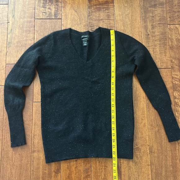 Halogen Cashmere black white Polka Dot V Neck Sweater Size S - Picture 5 of 7